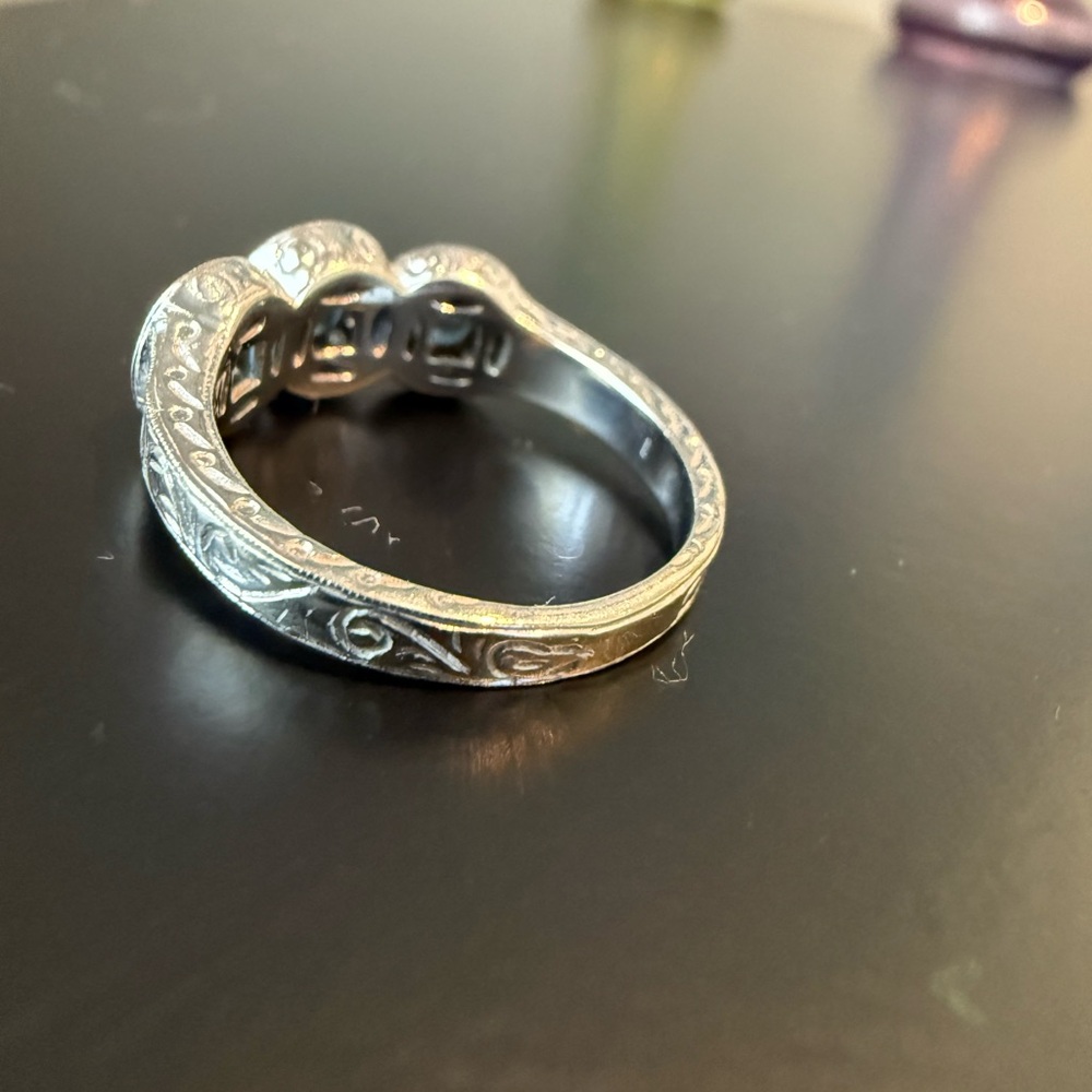 18k White Gold Mark Henry Sapphire Diamond Ring - Picture 10 of 13